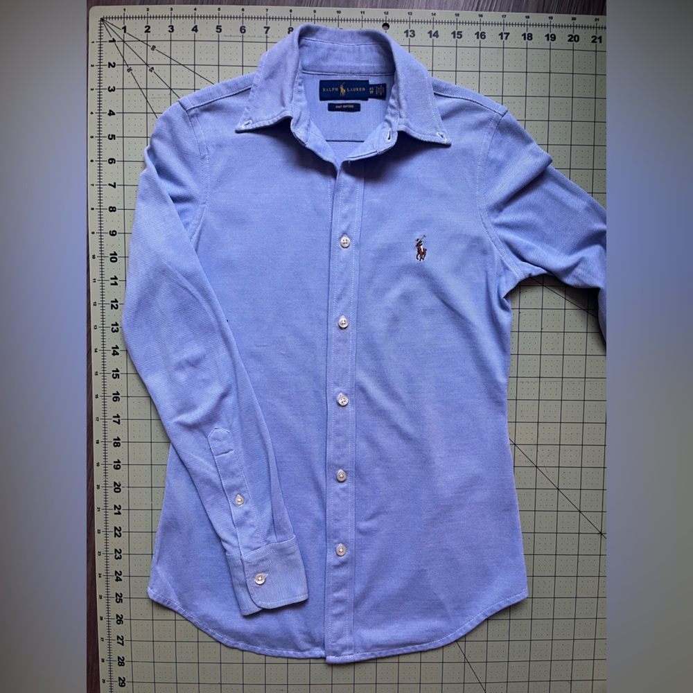 Ralph Lauren Light Blue Button Down knit Oxford